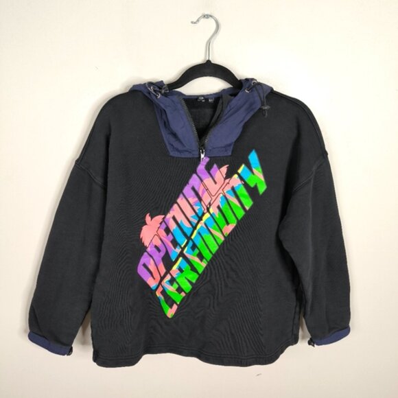 Open Ceremony Designer Retro 90s 80s Urban Street Nylon Hybrid Hoodie XS - Picture 2 of 9